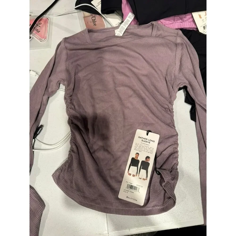 Alo Gather Longsleeve Top Size Small Lavender Smoke NWT